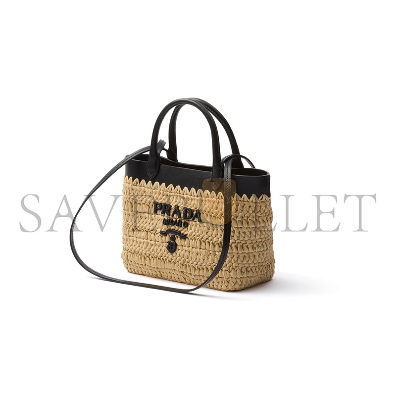 PRADA MINI CROCHET AND LEATHER TOTE BAG 1BG501 (21*16*10cm)